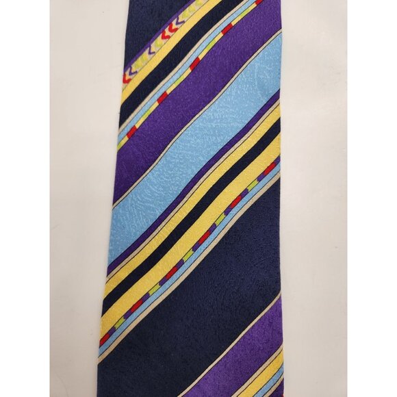 Versace V2 Mens Tie 55"x3.75" 100% Silk Vintage Stripes Made In Italy - Picture 3 of 9